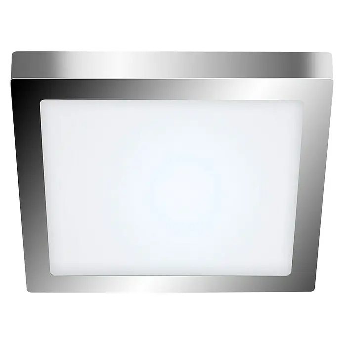 Briloner Plafón LED Bosca - 21 W, L x An x Al: 30 x 30 x 3,2 cm, Blanco neutro - Lámpara de techo cuadrada con marco plateado. Ideal para interiores modernos y para iluminar espacios habitables con diseño elegante.
