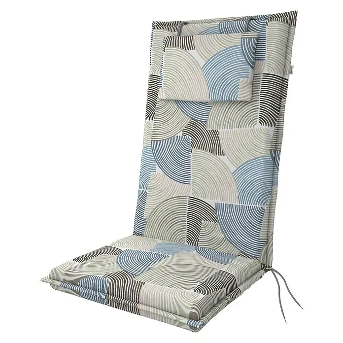 Doppler Gartenmöbel-Auflage Elegant - Hochlehner, 119 x 48 x 6 cm, Baumwoll-Polyester-Mischgewebe, Blaue Kreise - Hochlehner-Auflage mit modernem Muster, ideal für Gartenmöbel. Komfort und Stil vereint für entspannte Stunden im Freien.