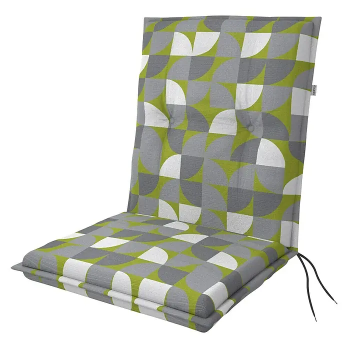 Doppler Gartenmöbel-Auflage Living - Kreis Grün, L x B x H: 100 x 48 x 6 cm - Gepolsterte Stuhlauflage mit geometrischem Muster in Grün, Grau und Weiß. Ideal für Komfort und Stil im Innen- und Außenbereich.