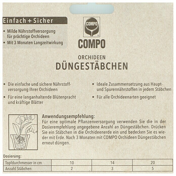 Compo Orchideen-Düngerstäbchen20 Stk., Inhalt ausreichend für ca.: 20 Pflanzen Detail Shot