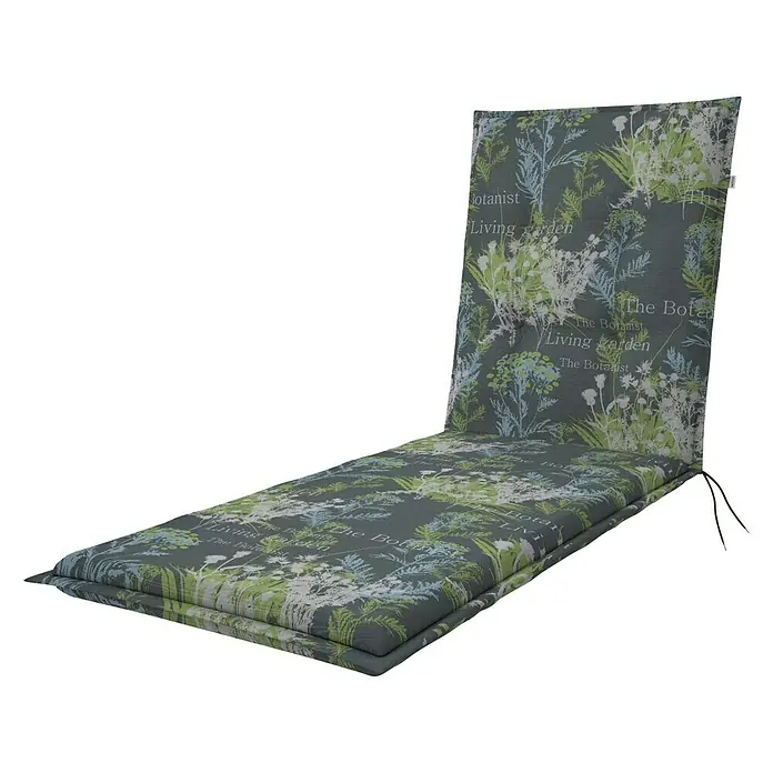 Doppler Liegenauflage Living - Botanist, L x B x H: 195 x 60 x 6 cm, Baumwoll-Polyester-Mischgewebe - Gartenliegeauflage mit botanischem Muster in Grün-, Blau- und Weißtönen für entspannte Stunden im Freien. Ideal für Gartenmöbel und Liegestühle.