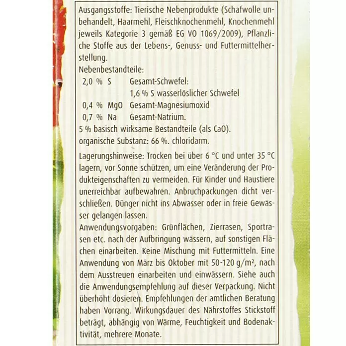 Compo Langzeitdünger Beeren - 750 g - Detailliertes Produktetikett für Dünger mit Angaben zu Inhaltsstoffen, Zusammensetzung, Lagerung und Anwendung.