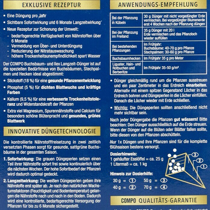 Compo Langzeitdünger Buchsbaum & Ilex850 g Detail Shot
