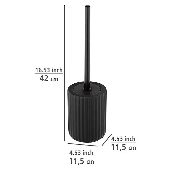 Wenko Belluno WC-Bürstengarnitur - Keramik, Schwarz - Toilettenbürste in Schwarz mit den Maßen 42 cm Höhe und 11,5 cm Durchmesser.