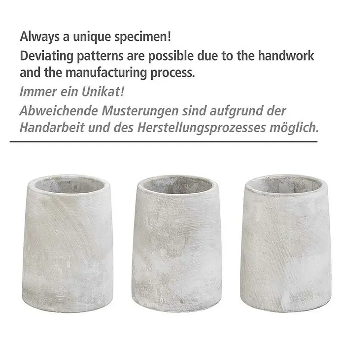 Wenko Seifenspender Villena - Beton, Grau - Drei Betonvasen mit einzigartigen Mustern, die durch Handarbeit und Herstellungsprozesse entstehen.