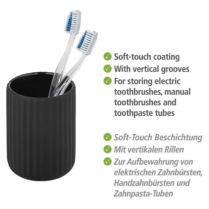 Wenko Belluno ZahnputzbecherKeramik, Schwarz