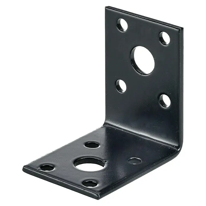 Hettich Winkelverbinder - L x B x H: 35 x 50 x 50 mm, Lackiert - Schwarzer Winkelverbinder aus Metall mit mehreren Löchern zur sicheren Befestigung. Vielseitiges Zubehör für Heimwerkerprojekte.
