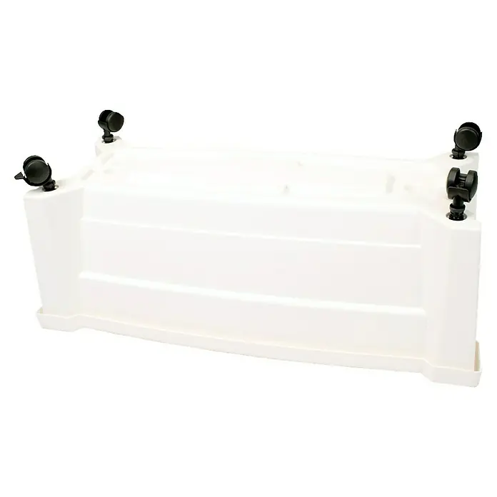 KHW Pflanzkasten mit Spalier - Außenmaß (L x B x H): 79 x 35 x 115 cm, Kunststoff, Weiß - Weiße Kunststoff-Pflanzkastenwanne mit Rollen für den einfachen Transport von Pflanzen und Blumen, ideal für Garten oder Terrasse.