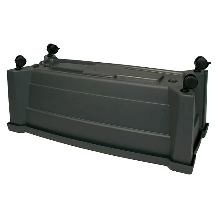 KHW Pflanzkasten Calypso - Außenmaß (L x B x H): 79 x 35 x 33 cm, Kunststoff, Anthrazit, Ohne Rankgitter - Grauer, rechteckiger Pflanzkasten mit vier Rädern zur einfachen Bewegung. Ideal für den Garten oder die Terrasse, robust und wetterbeständig.