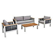 Sunfun Conjunto de muebles Samay (4 pzs., Aluminio/Cuerda sintética, Gris/Blanco) | BAUHAUS