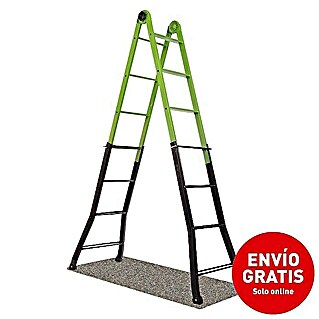Escalera multiusos Miraggio (Altura de trabajo: 3,76 m, Número de peldaños: 8 ud., Carga soportada: 100 kg, Acero)