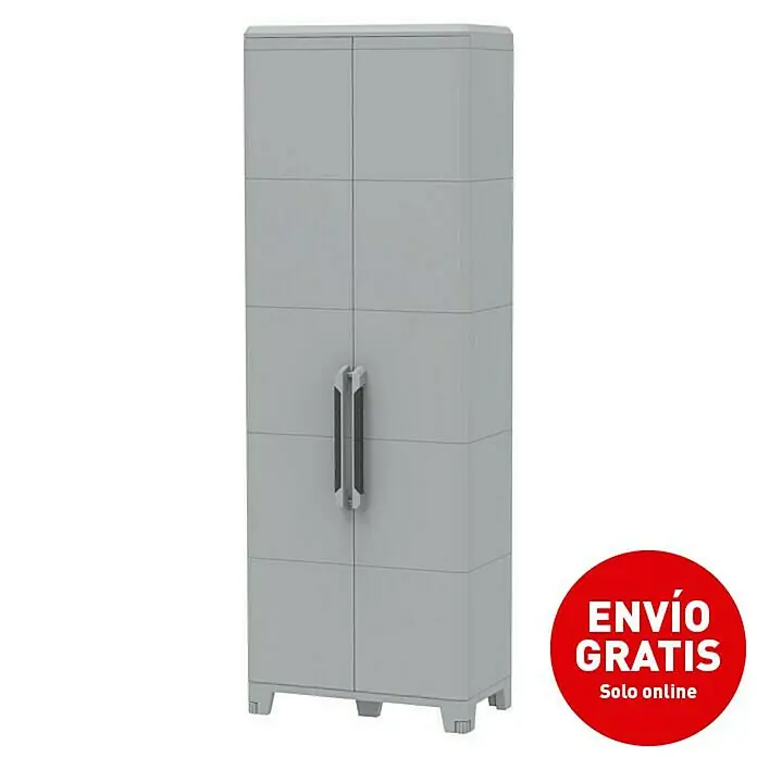 Armoire Modulaire Terry 78x43.6x143cm - Gris - Plastique Recyclé - 40kg Charge - Extérieur/Intérieur