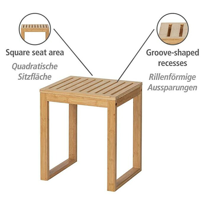 Wenko Bambusa BadhockerB x H: 40 x 30 cm, Bambus Sketch