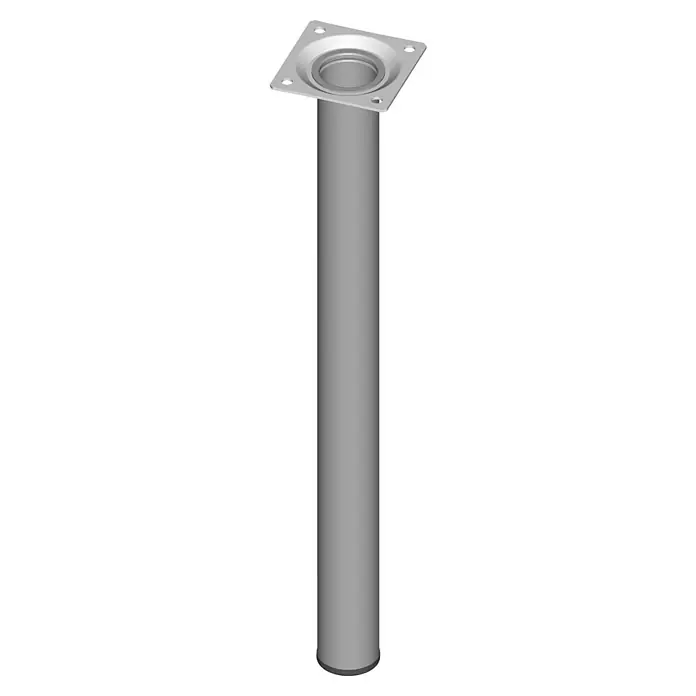 Element System Pata para muebles - Ø x Al: 3 x 40 cm, Capacidad de carga: 50 kg, Acero, Aluminio blanco - La imagen muestra una pata de mesa metálica con placa de montaje cuadrada, ideal para diseños de muebles modernos.