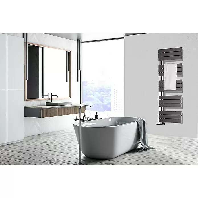Szagato Designheizkörper Chicago - B x H: 500 x 1.450 mm, Wärmeleistung bei Vorlauftemperatur von 75 °C (D: 50): 640 W, Moonstone - Stimmungsaufnahme