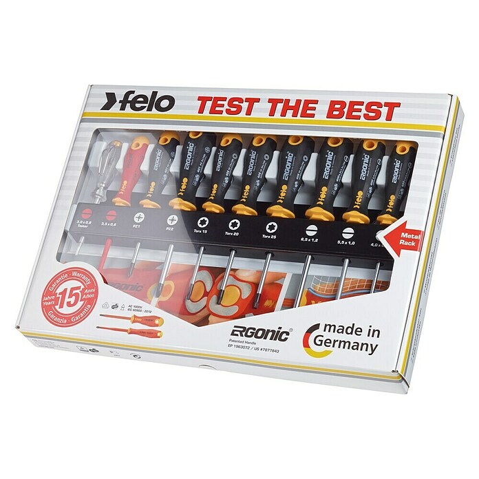 Felo Set de destornilladores Ergonic (10 pzs., Tornillos con ranura y Pozidrive) | BAUHAUS