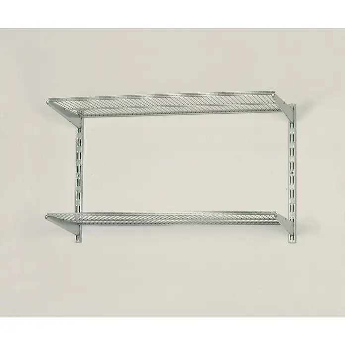 Element System Classic Regal-Set Storage - L x B x H: 33,2 x 82,8 x 47,3 cm, Rastermaß: 32 mm, Traglast Einlegeboden: 20 kg, Weiß/Aluminium - Wandmontiertes Regalsystem mit zwei Regalböden aus Draht für zusätzlichen Stauraum und Organisation im Raum.