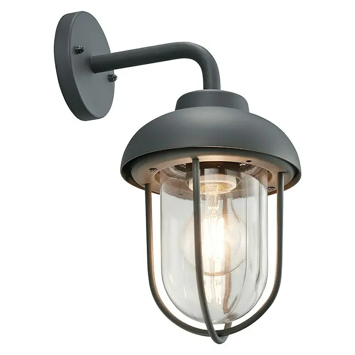 Trio Leuchten Außenwandleuchte Duero - 40 W, L x B x H: 21,3 x 16 x 33 cm, Anthrazit, IP44 - Wandleuchte aus Metall mit Glaskörper und Käfig. Das Design der Außenleuchte ist klassisch und robust und sorgt für eine angenehme Beleuchtung.