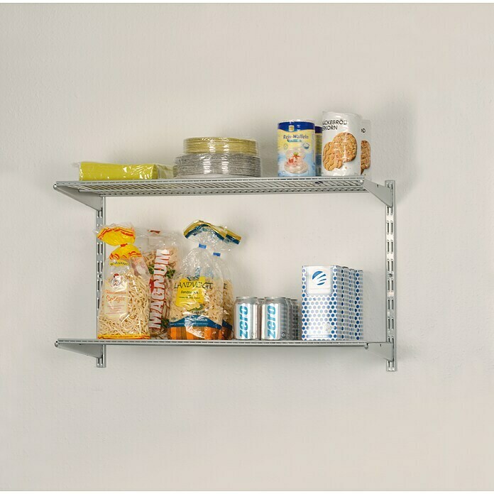 Element System Classic Regal-Set Storage (L x B x H: 33,2 x 82,8 x 47,3 cm, Rastermaß: 32 mm, Traglast Einlegeboden: 20 kg, Weiß/Aluminium) | BAUHAUS