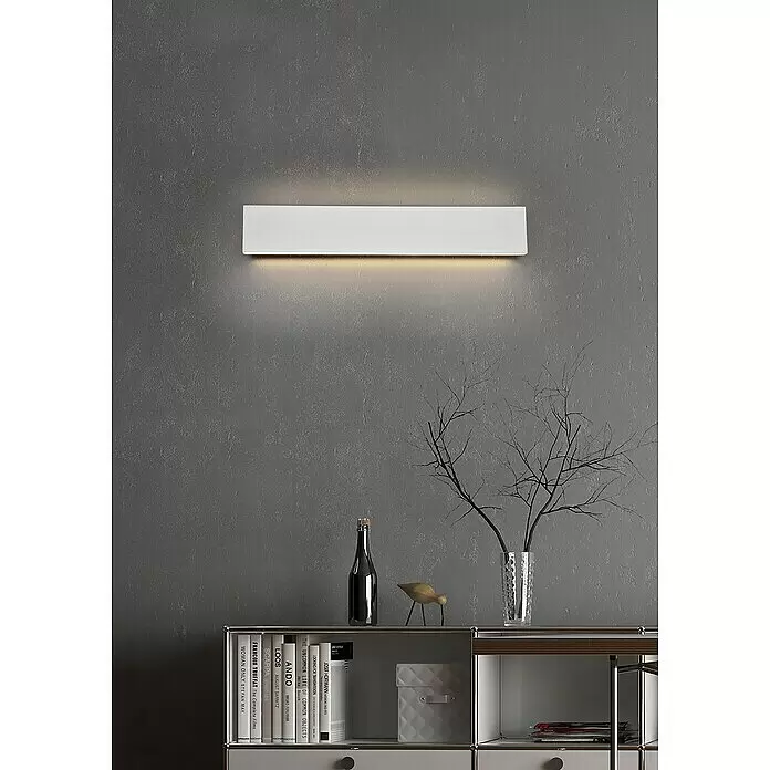 Trio Leuchten LED-Wandleuchte Concha - 9 W, L x B x H: 4,5 x 47 x 8 cm, Weiß matt, Warmweiß - Stimmungsaufnahme