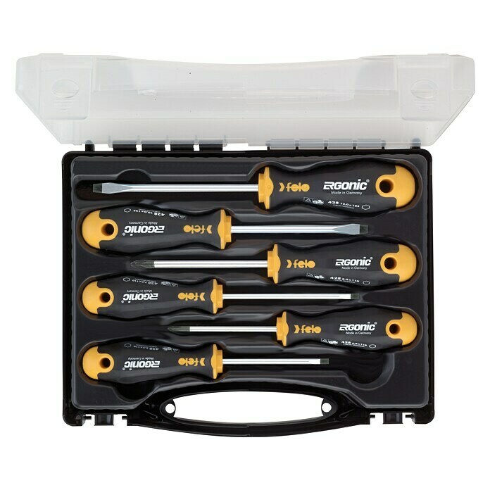 Felo Schraubendreher-Set Ergonic® (6 -tlg., Verpackung: Kunststoffkoffer, Geeignet für: Schlitz und Kreuzschlitz PH)