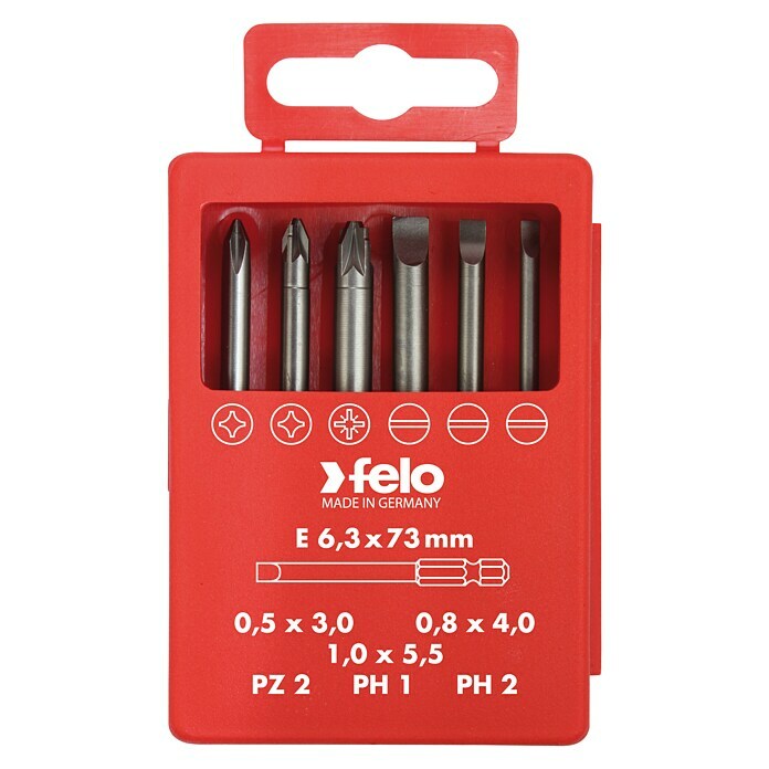 Felo Bit-Box Profi Industrie E 6,3 x 73 mm (6 -tlg., SL/PH/PZ) | BAUHAUS