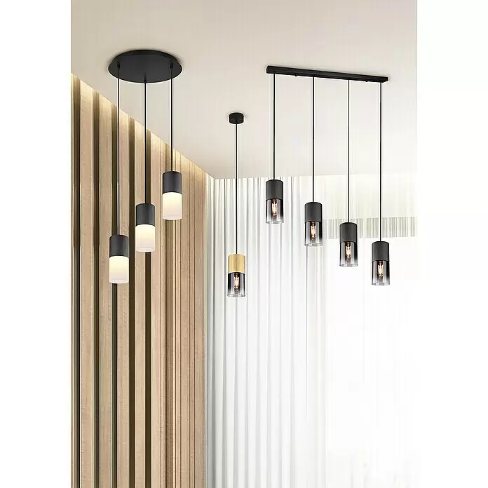 Trio Leuchten Robin Pendelleuchte - 84 W, B x H: 37 x 150 cm, Schwarz, E27, Anzahl Leuchtmittel: 3 Stk. - Stimmungsaufnahme