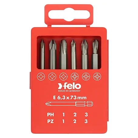 Felo  Bit-Box Profi Industrie E 6,3 x 73 mm