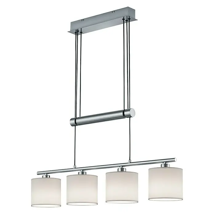 Trio Leuchten Pendelleuchte Garda - 40 W, Weiß, Nickel matt, E14 - Elegante Pendelleuchte mit vier zylindrischen Lampenschirmen und Chromdetails, die jeden Raum stilvoll beleuchtet.