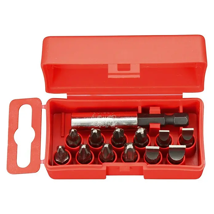 Felo Bit-Box Profi Industrie C 6,3 x 25 mm - 13 -tlg., SL/PH/PZ/BH - Schraubendreher-Bit-Set in rotem Gehäuse, ideal für Heimwerker und Profis. Kompakte Aufbewahrung und vielseitige Anwendung.