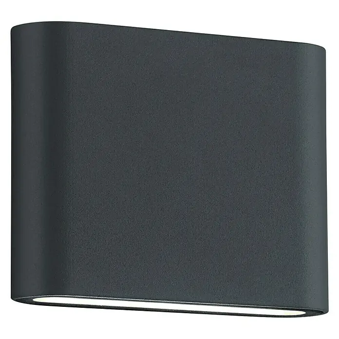 Trio Leuchten LED-Außenwandleuchte Thames II - 5 W, L x B x H: 30 x 115 x 90 mm, Anthrazit, IP54 - Nahaufnahme einer stilvollen, grauen Wandleuchte, die modernes Design und funktionale Beleuchtung vereint.