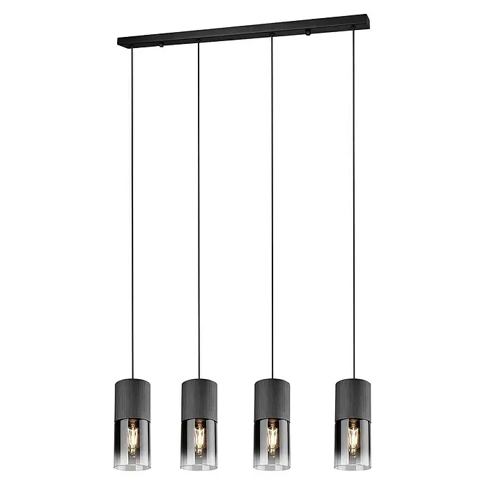 Trio Leuchten Robin Pendelleuchte - 112 W, B x H: 80,5 x 150 cm, Schwarz matt, E27, Anzahl Leuchtmittel: 4 Stk. - Diese Pendelleuchte mit ihren vier Lampen ist ein stilvolles Highlight für jeden Raum. Das elegante Design macht sie zu einem echten Blickfang.