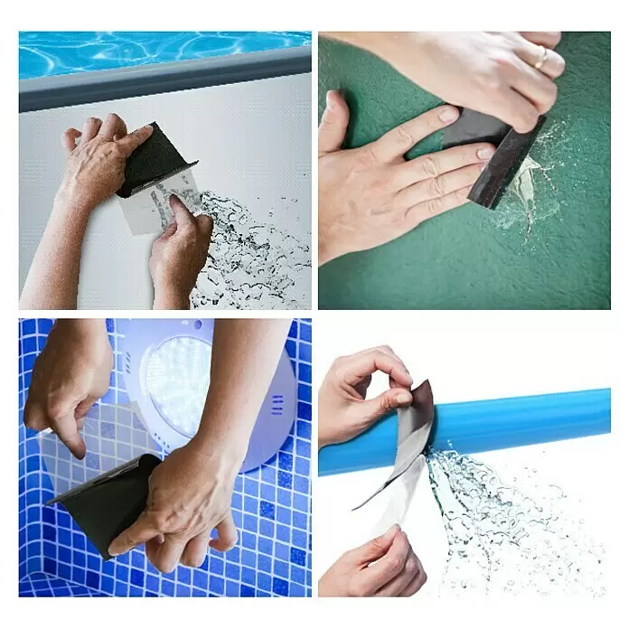 Heissner Reparaturklebeband - schwarz, 150 x 10 cm - Schwarzes, flexibles, wasserdichtes Klebeband dichtet Lecks in Poolfolien, Rohren und Oberflächen, auch unter Wasser.