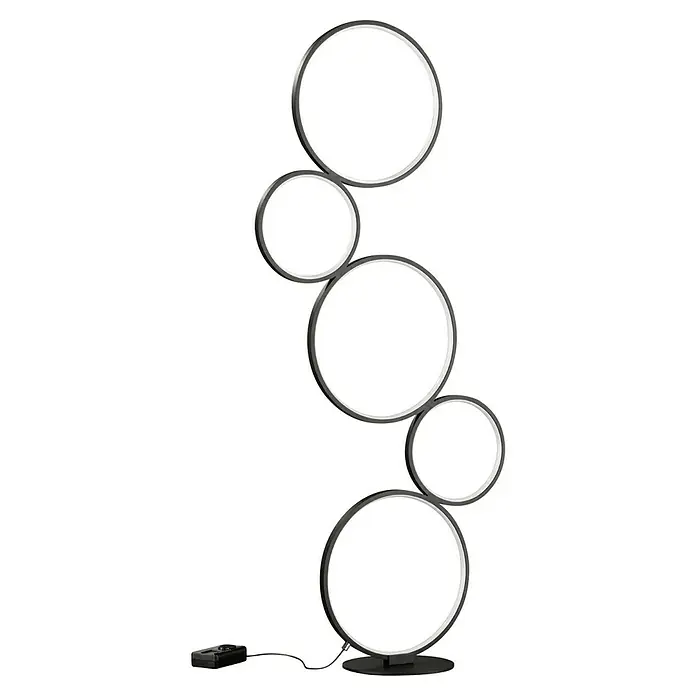 Trio Leuchten Rondo LED-Stehleuchte - 36 W, Höhe: 115 cm, Schwarz, Warmweiß - Modernes Lampendesign mit kreisförmigen Elementen in Schwarz und Weiß. Stilvolle Beleuchtung für jeden Raum.