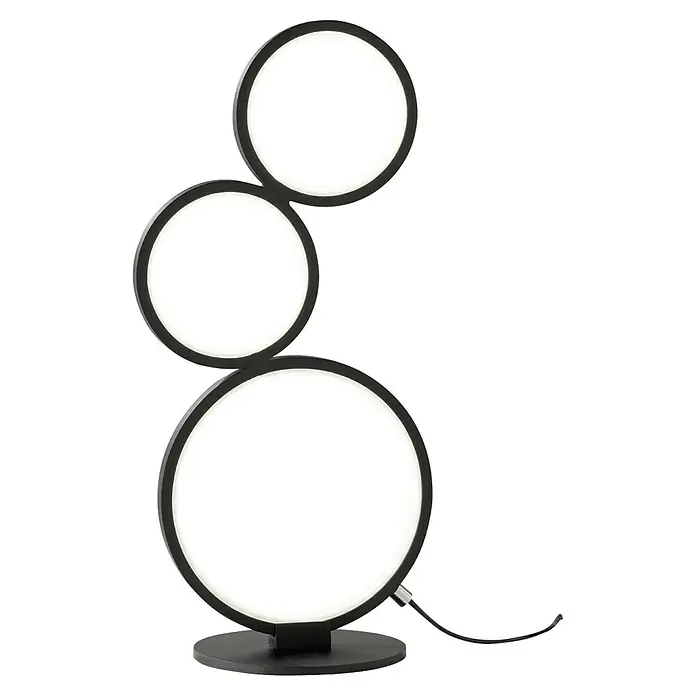Trio Leuchten Rondo LED-Tischleuchte - 17 W, L x B x H: 15 x 20,7 x 45 cm, Schwarz, Warmweiß - Moderne LED-Tischleuchte mit drei Kreisen, die ein stilvolles Ambiente schafft und für eine angenehme Beleuchtung sorgt.
