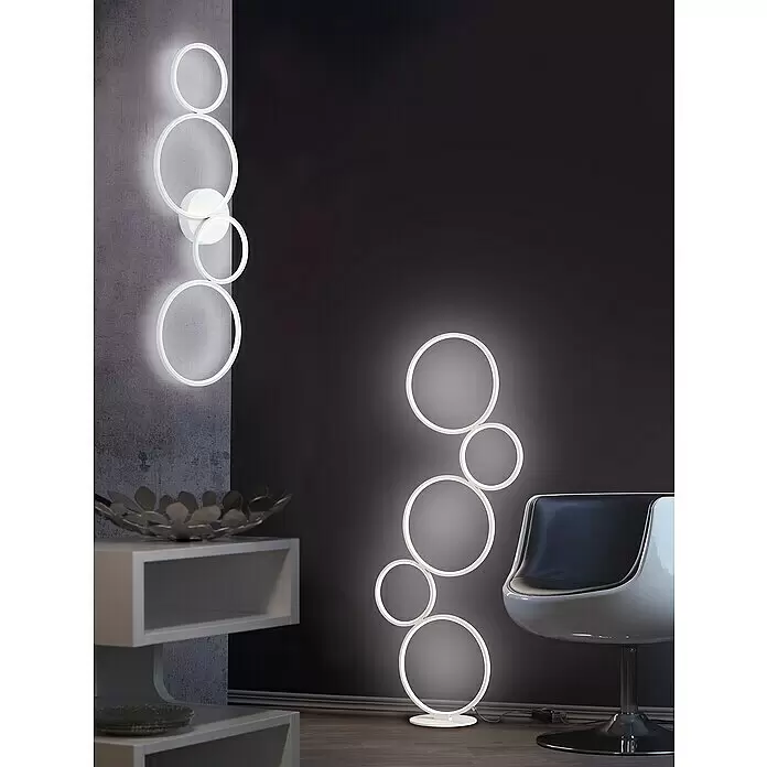 Trio Leuchten Rondo LED-Stehleuchte - 36 W, Höhe: 115 cm, Weiß, Warmweiß - Stimmungsaufnahme