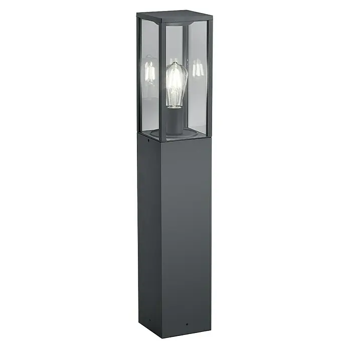 Trio Leuchten Garonne Außenwegeleuchte - 60 W, Farbe Gehäuse: Anthrazit, Ohne Leuchtmittel, Höhe: 80 cm, Ohne Bewegungsmelder - Eine elegante anthrazitfarbene Wegeleuchte mit klarem Glasgehäuse und dekorativer Glühbirne, die einen Hauch von Stil in jeden Außenbereich bringt.