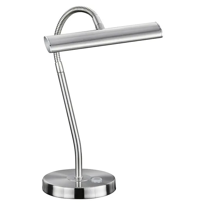 Trio Leuchten LED-Tischleuchte Curtis - 4 W, L x B x H: 15 x 18 x 35 cm, Silber, Warmweiß - Verstellbare Schreibtischlampe aus Chrom mit flexiblem Arm und rundem Fuß für optimale Beleuchtung.