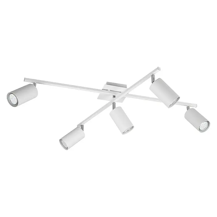 Trio Leuchten Marley Deckenstrahler - 175 W, L x B x H: 57,4 x 77,4 x 22,4 cm, Weiß, GU10 - Moderne weiße Deckenleuchte mit fünf schwenkbaren Strahlern für eine flexible Beleuchtung im Raum. Perfekt für Wohnzimmer oder Büro.