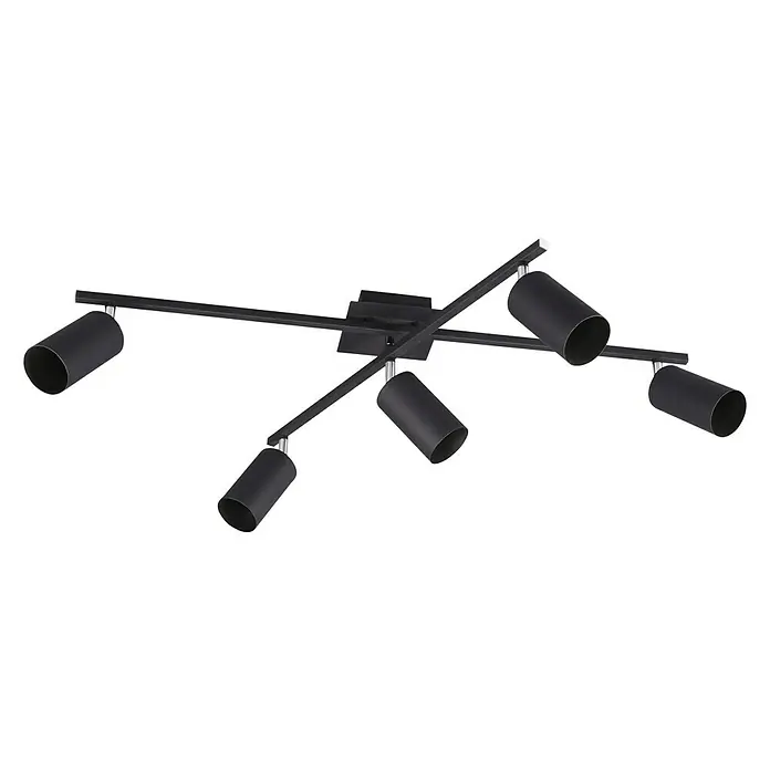 Trio Leuchten Marley Deckenstrahler - 3 W, L x B x H: 57,4 x 77,4 x 22,4 cm, Schwarz, GU10 - Moderne, schwarze Deckenleuchte mit fünf Strahlern, ideal für eine gezielte Beleuchtung und ein stilvolles Ambiente in jedem Raum.