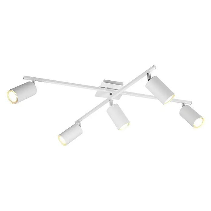 Trio Leuchten Marley Deckenstrahler - 175 W, L x B x H: 57,4 x 77,4 x 22,4 cm, Weiß, GU10 - Weiße Deckenleuchte mit fünf Strahlern, die ein modernes und helles Licht erzeugt. Das Design ist schlicht und funktional.