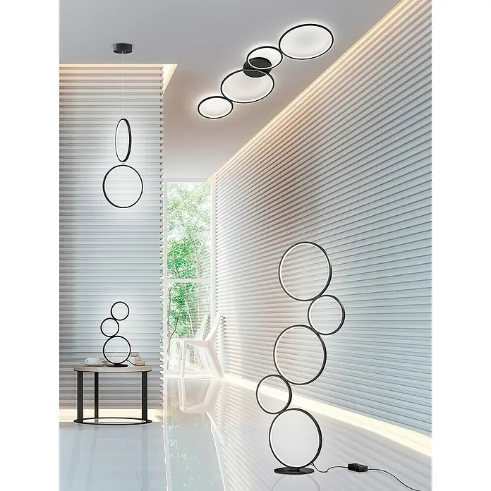 Trio Leuchten Rondo LED-Deckenleuchte - 37 W, L x B x H: 34,3 x 97 x 5,5 cm, Schwarz matt, Warmweiß - Elegante Beleuchtung mit einer Hängeleuchte, Deckenleuchte und Stehleuchte im modernen Design, die das Raumambiente aufwerten.