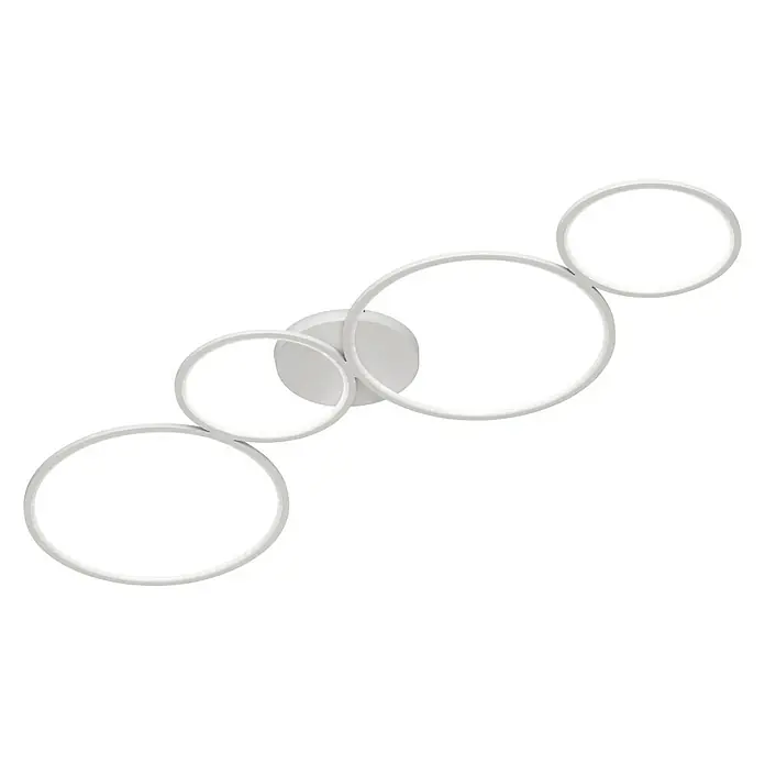 Trio Leuchten Rondo LED-Deckenleuchte - 37 W, L x B x H: 34,3 x 97 x 5,5 cm, Weiß matt, Warmweiß - Moderne Deckenleuchte mit kreisförmigen LED-Elementen in stilvollem Design, perfekt für zeitgemäße Innenräume. Die helle Beleuchtung schafft eine angenehme Atmosphäre.