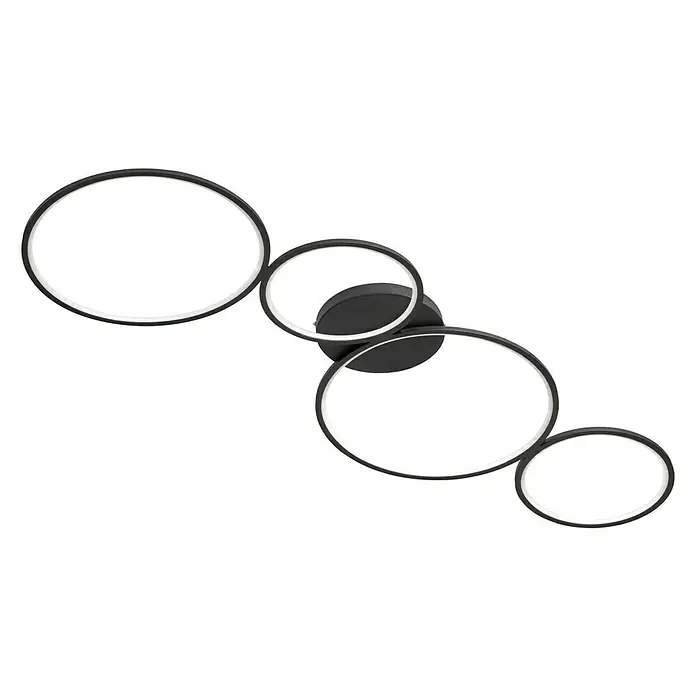 Trio Leuchten Rondo LED-Deckenleuchte - 37 W, L x B x H: 34,3 x 97 x 5,5 cm, Schwarz matt, Warmweiß - Moderne LED-Deckenleuchte mit verschlungenen Ringen. Das Design der Lampe ist ein echter Hingucker und sorgt für eine angenehme Beleuchtung.