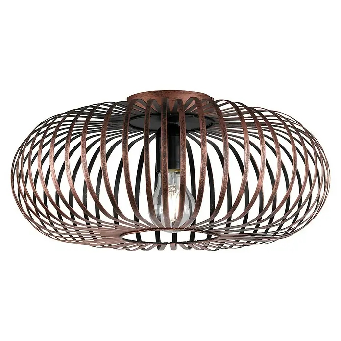 Trio Leuchten Deckenleuchte rund Johann - 60 W, B x H: 40 x 17 cm, Kupfer antik, E27 - Eindrucksvolle Deckenleuchte mit einem eleganten, kupferfarbenen Käfigdesign und einer zentralen Glühbirne, die ein warmes und einladendes Licht spendet.