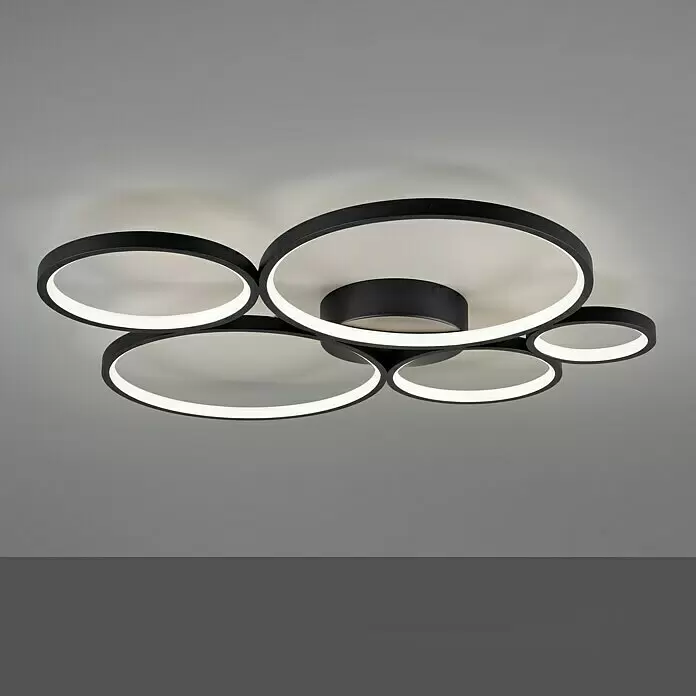 Trio Leuchten Rondo LED-Deckenleuchte - 49 W, L x B x H: 53 x 59 x 5,5 cm, Schwarz, Warmweiß - Stimmungsaufnahme