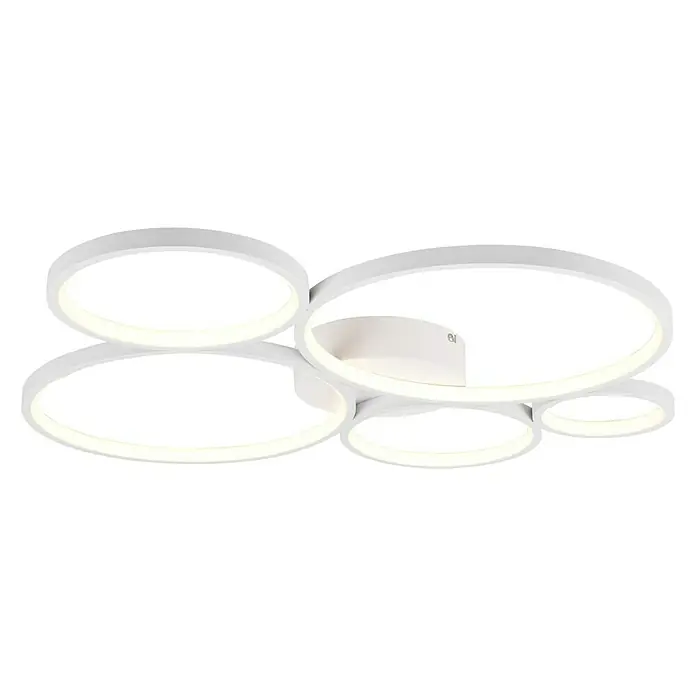 Trio Leuchten Rondo LED-Deckenleuchte - 49 W, L x B x H: 53 x 59 x 5,5 cm, Weiß, Warmweiß - Moderne LED-Deckenleuchte mit eleganten, verschlungenen Ringen. Diese Leuchte spendet helles Licht und ist ein stilvoller Hingucker in jedem Raum.