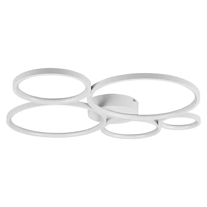 Trio Leuchten Rondo LED-Deckenleuchte - 49 W, L x B x H: 53 x 59 x 5,5 cm, Weiß, Warmweiß - Die moderne LED-Deckenleuchte in Weiß besticht durch ihr einzigartiges Design mit verschlungenen Ringen und sorgt für stilvolle Beleuchtung in jedem Raum.