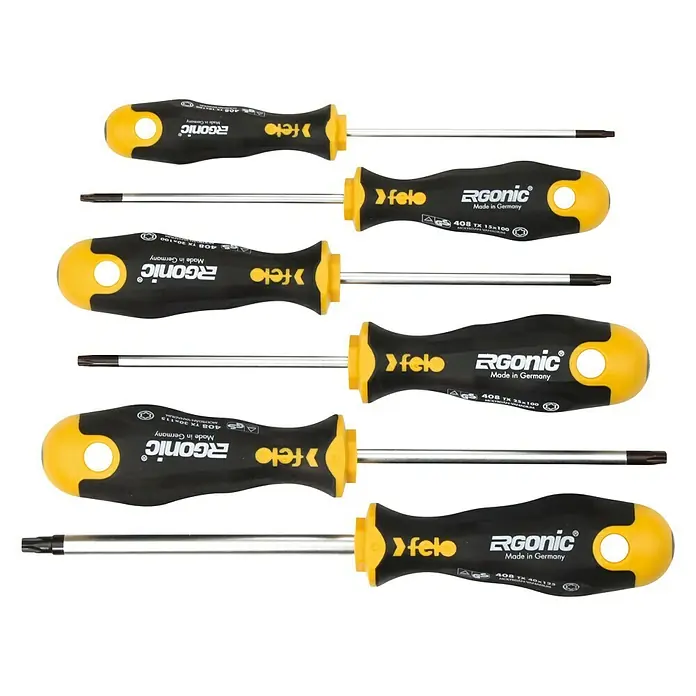 Felo Schraubendreher-Set ERGONIC® - 6 -tlg., Geeignet für: TORX®-Schrauben - Satz von Felo Ergonic Torx-Schraubendrehern, ideal für professionelle Anwendungen.