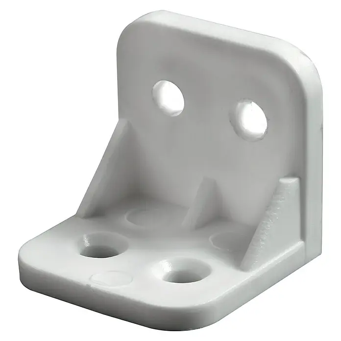 Hettich Eckverbinder - L x B x H: 30 x 30 x 30 mm, Kunststoff, Weiß - Weiße Winkelhalterung aus Kunststoff mit Löchern zur Befestigung. Ideal für Möbel und Regale.